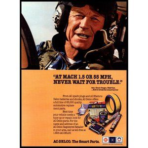 1986 AC Delco Auto Car Parts Vintage Print Ad Chuck Yeager USAF Wall Art Photo